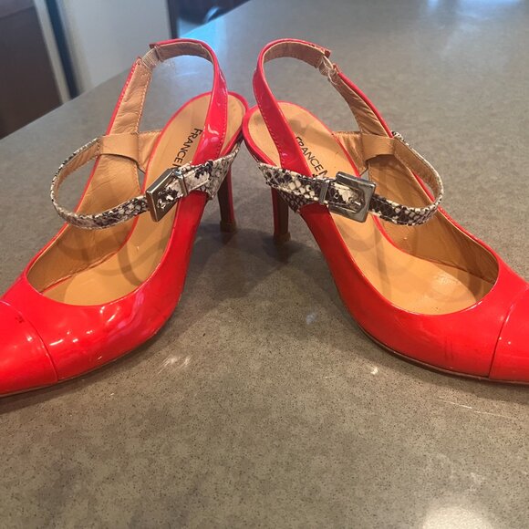France Mode Red Patent Heel Slingbacks with Snakeskin detail 36.5/6 - Picture 7 of 13
